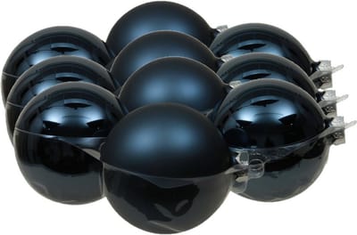 12x stuks kerstversiering kerstballen donkerblauw van glas - 10 cm - mat/glans - Kerstboomversiering