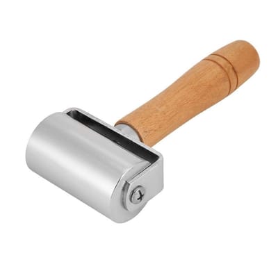 Dailygoods- Leerroller Houten Handvat - Koolstofstaal - Antislip - 3 Maten - 100mm/60mm/26mm - Geëlektroplateerd oppervlak - Leerpers