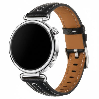 Leren bandje - geschikt voor Garmin Venu 2s / 3s / 4 (41mm) / Vivoactive 4s / Forerunner 255s / 265s - Huawei Watch GT 5 Pro - 42mm / GT 6 / GT 5 / GT 4 - 41mm - stiksels - zwart