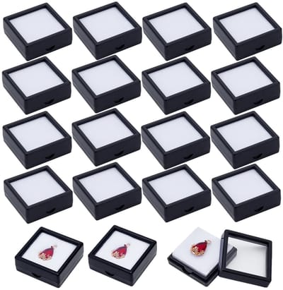 Dailygoods- Sieraden Doos 24 Stuks - Display Doos - Edelstenen Container - Kunststof - Heldere Deksel - Voor Oorbellen/Kettingen - Opbergdoos