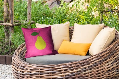 Tuinkussen - Illustratie - Fruit - Peer - Groen - 40x40 cm - Weerbestendig