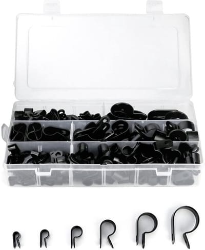 Kabels beheren met 200 zware nylon p-clips, kleur zwart