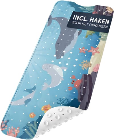 KAD® Badmat Antislip voor in Bad - Inclusief 2 Ophanghaken - 100% BPA-vrij - Douchemat antislip voor douche - Badmat antislip - Blauw - 100cm x 40cm x 3cm