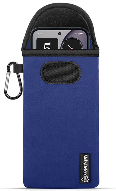 MobyDefend Hoesje - Geschikt voor Nothing Phone (4a) - Neopreen Pouch Met Karabijnhaak - Insteek - Riemlus - Blauw