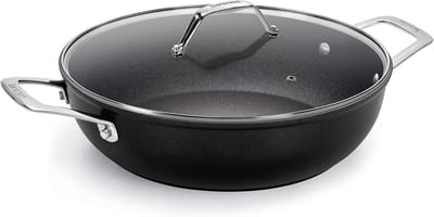 Diepe steelpan met antiaanbaklaag en glasdeksel, 28 cm, geschikt voor inductie