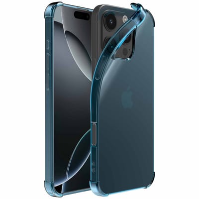 Geschikt voor iPhone 16 Pro Telefoonhoesje Doorzichtig Siliconen met Bumper Stootrand - Shockproof Back Cover Case - Blauw - ProtX