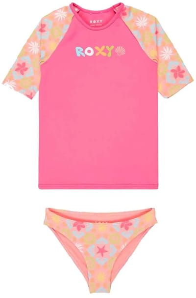 Roxy Set Check Tw Korte Mouw Rash Guard Roze 2 Years Meisje