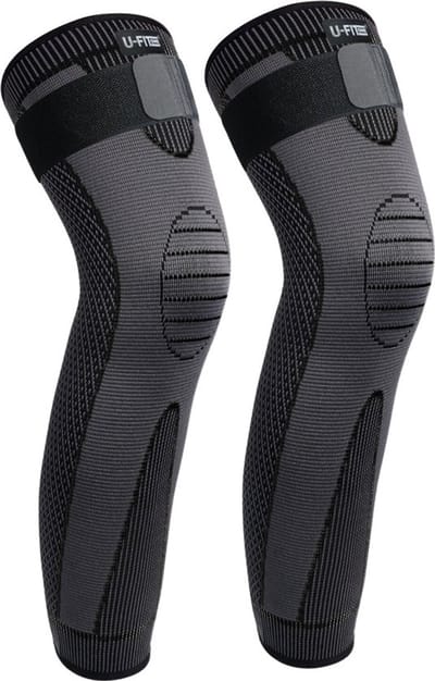 U Fit One 2 Stuks Been Compressie Brace met Band - Been Verband - Knee Sleeves - Beenwarmers - Sport ondersteuning - Zwart - Maat S