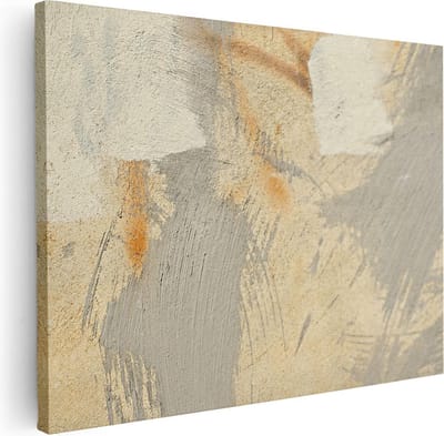 Artaza Canvas Schilderij Abstract Beige - 40x30 cm - Klein - Muurdecoratie Woonkamer - Wanddecoratie Industrieel - Kamer Accessoires