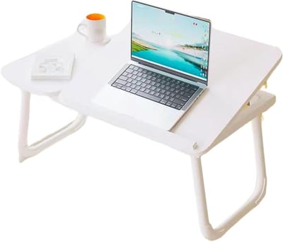 Laptop Tafel - Bedtafel Sofa - Werken Ontbijten - Opvouwbaar Verstelbaar - 70x38x30cm - Wit