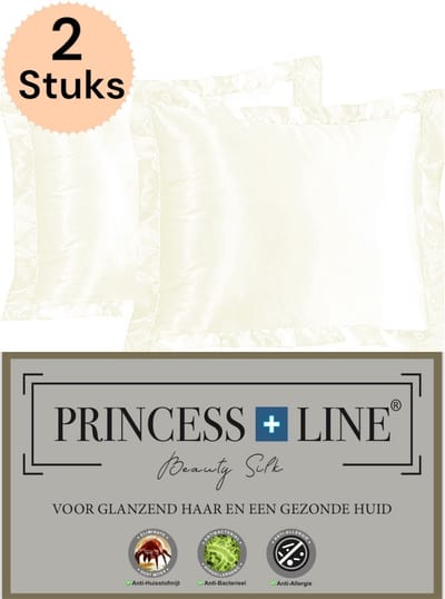 Princess Line Satijnen Beauty Silk Kussensloop - Zijden Zacht Beddengoed- Goed Voor De Haar En Huid- Ecru-Set van 2 Stuks-60 x 70 CM