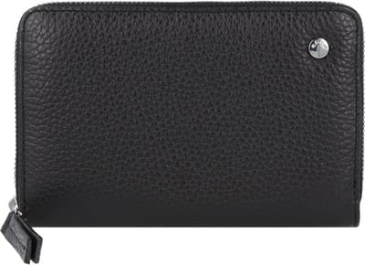abro Leren Portemonnee Leather Adria Zip Wallet Black / Nickel Zwart