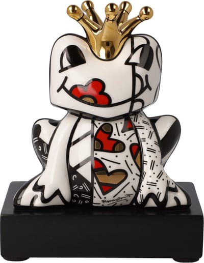Goebel - Romero Britto | Decoratief beeld / figuur Golden Prince | Porselein - 14cm - kikker - met echt goud