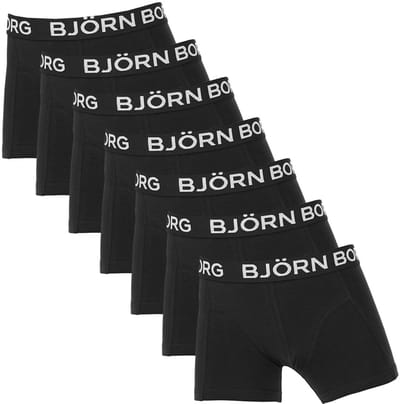 Björn Borg Cotton Stretch Jongens Boxershort - 7 stuks - Zwart - Jongens Onderbroek - Maat 122-128