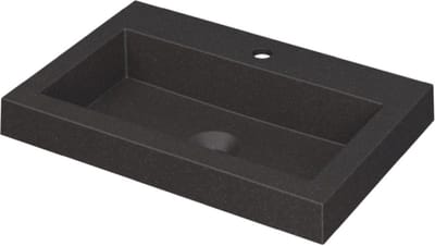 INK® Dock wastafel quartz met 1 kraangat, 60x6x40cm, quartz zwart