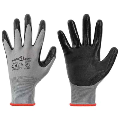 vidaXL Werkhandschoenen 24 st Grijs en zwart 7 / S Polyester