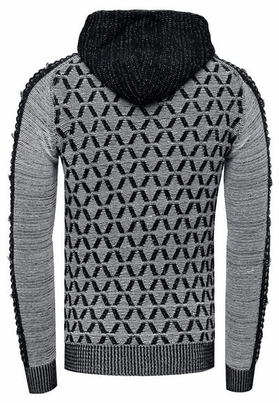 Contrasterende grof gebreide hoodie met 1/2 rits