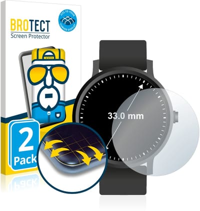 BROTECT - Screenprotector voor Ronde Displays (ø: 33 mm) - Folie Beschermfolie transparant volledig dekking - 2 Stuks
