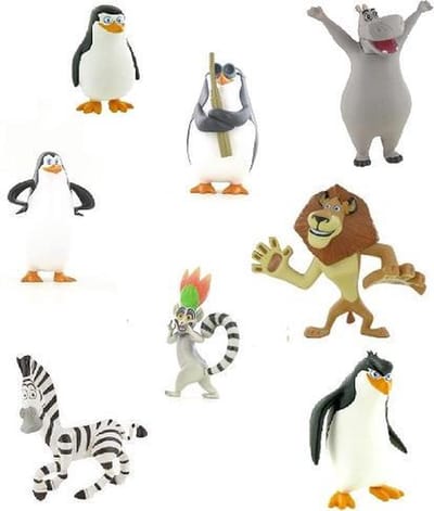 Comansi Madagascar Speelfiguren - Alex, Gloria, Julian uit de film - 9 cm