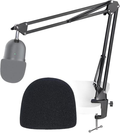 Verstelbare Microfoonstandaard met Popfilter en Schaararm voor USB Streaming Microfoons, Ideaal voor Podcasters en Streamers