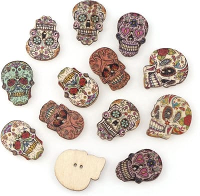 25 decoratieve knopen Doodshoofd - Dia del Muerto skull | Knopenmix voor scrapbooking, naaien, decoraties, etc | DIY