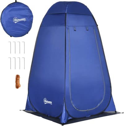 Killogood Pop-up douchetent toilet tent camping omkleedtent met draagtas mobiele buitentoilet omkleedruimte opslagtent donkerblauw 126 x 124 x 189 cm