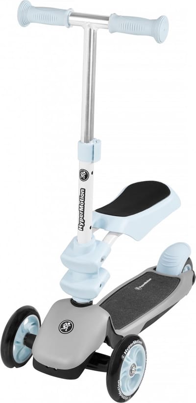 Hypermotion step blauwe loopfiets scooter kinderfiets voor jongens baby driewieler met kinderstep meisje 3 wielen kinder micro fiets loopfietsen meisjes stepjes kinderfietsen babyfiets loopscooter loopfietsje kinderscooter zadel zitje zitting