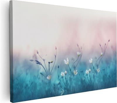 Artaza Canvas Schilderij Wilde Bloemen - 30x20 cm - Klein - Muurdecoratie Bloemenveld - Wanddecoratie Woonkamer - Kamer Accessoires