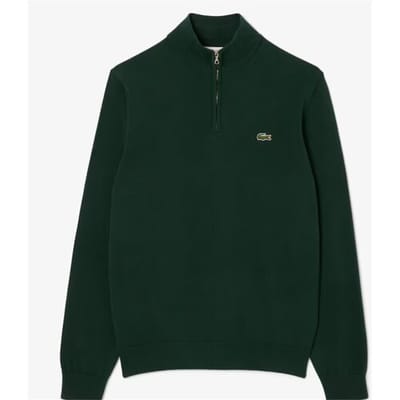 Lacoste heren schipperstrui katoen - met korte rits - sinople groen