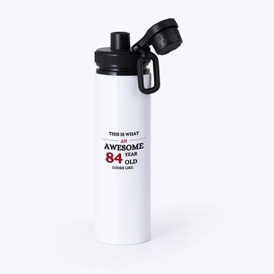 Hacebo® - This is what an awesome 84 year old looks like waterfles met draaidop zwart - iemand die 84 jaar is geworden - de jarige - verjaardagscadeau - kado - geschenk - gift - leuke verjaardagscadeau - felicitatie - water fles - 850ML