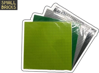 Set van 4 bouwplaten / grondplaten 32x32 noppen, 25cm x 25cm | Groen, Lime, Lichtgrijs en Donkergrijs | Geschikt voor LEGO | SmallBricks