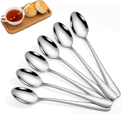 Set van 6 roestvrijstalen eetlepels, 17 cm - Duurzaam keukengerei voor tafelservies en dagelijkse maaltijden, ideaal voor koken en serveren