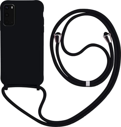 HB Hoesje Geschikt voor Samsung Galaxy S20 FE - Zwart - Siliconen Back Cover met Koord - Telefoonhoesje met Koord - Crossbody Lanyard Cord Case