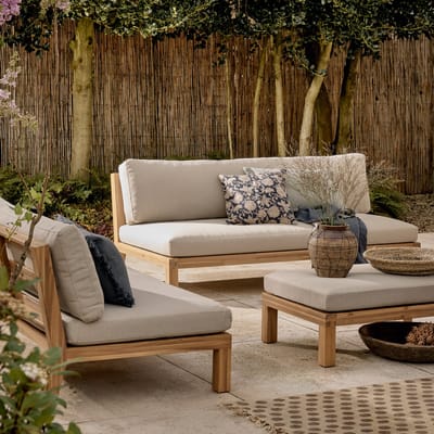 vtwonen Relax Tuin Hocker/ Bijzettafel - Acaciahout - Naturel/ Zand - 40x90x60