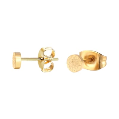 Aramat Jewels | Oorbellen | Matte Goudkleurige Oorstekers RVS 4mm - Minimalistische Studs | | | |4mm | Staal | Kinderen, Volwassenen | Verkleurd niet