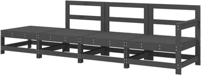 Gecheer Set van 4 modulaire tuinbanken voor buiten, terras, 4-zits poef, grenenhout, naturel, voor tuin, lounge, buiten modulaire bank
