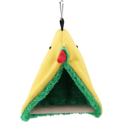 Oiseau Perroquet Triangle Hamac en Peluche Cage Tente Joyeuse Lit Grotte Suspendue Jouet yellow