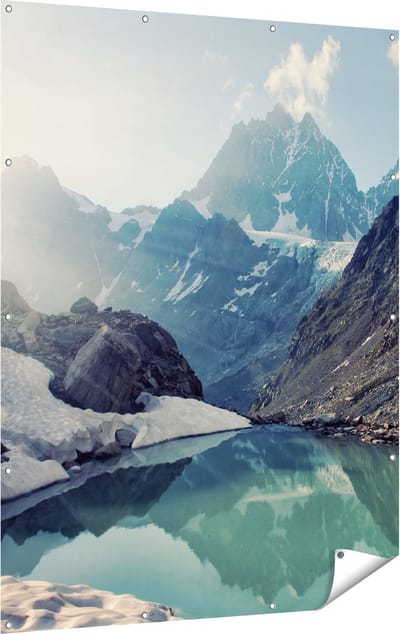 Gards Tuinposter Landschap berg meer - 120x160 cm - Tuindoek - Tuindecoratie - Wanddecoratie buiten - Tuinschilderij