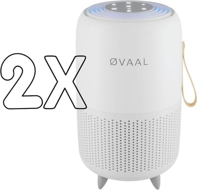 Øvaal Luchtreiniger 2 Stuks - Multi Pack 2 - Air Purifier - met vervangbaar HEPA13 Filter + koolstoffilter - 250 m³/u - Helpt tegen stof, huisstofmijt, hooikoorts en allergie - Slaapstand en Automatische Stand - Luchtkwaliteit Indicator