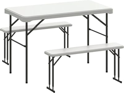 Outsunny Draagbare Picknicktafelset - Metaal - 113x60x74cm - Wit