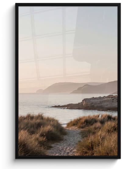 Poster in lijst - Fotolijst 80x120 cm - Posters - Landschap - Kust - Duinen - Posterlijst zwart - Decoratie - Wanddecoratie woonkamer - Muurdecoratie slaapkamer