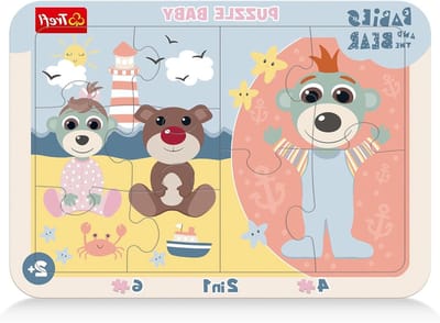 Baby Framepuzzel - Kinderpuzzel - Vroege Ontwikkeling - 2-in-1 Puzzels - 4 en 6 Stukjes - Multicolor