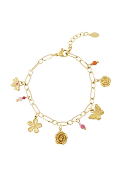 Lente bedels armband - Dames armband - Stainless steel armband - Goudkleurig - Sieraden - Armbanden - Armband - Armband dames - Armband dames goudkleurig