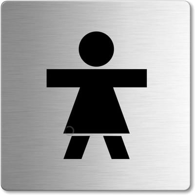 Toilet Vrouwen Bordje - Deurbordje Roestvrij Staal - Aangeven Toiletten - Zelfklevend Bevestiging - 85 x 85 mm - Zilver