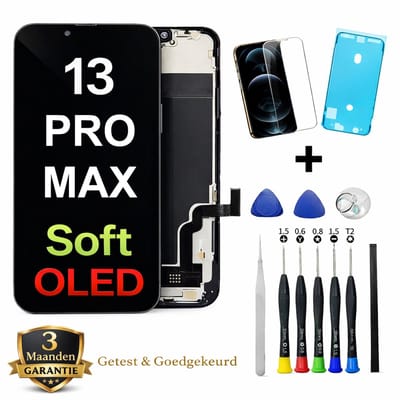 iPhone 13 PRO MAX OLED Scherm Vervanging – Premium Soft OLED Display – 120 HZ -Inclusief Complete Reparatieset, Gereedschap, Screenprotector en Plakstrip
