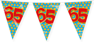 Paperdreams Slinger Verjaardag 65 jaar thema Vlaggetjes - feestversiering - 10m - dubbelzijdig