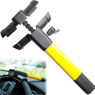 Steering Lock met Anti-Diefstal Beveiliging, Stuurbeugel en 2 Sleutels voor Auto en Camper, Betrouwbaar Immobilizersysteem