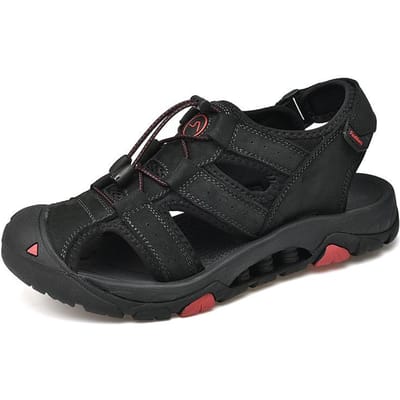 Sandalen grote maten Heren Echt leer Nieuwe trendy Zomer Heren Outdoor Sport en Casual Pump Strand Schoenen 45 black