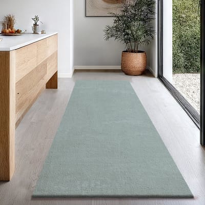 the carpet Relax – Extra Zacht & Wasbaar Vloerkleed tot 30°C met Antislip Onderzijde – Fluweelachtige Structuur – Voor Slaapkamer of Woonkamer – Blauw, 80 x 300 cm