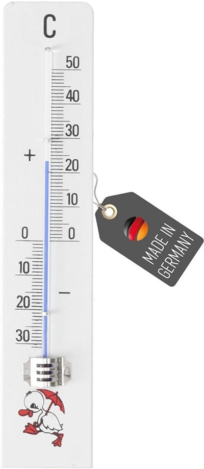 Houten Thermometer voor Binnen en Buiten - Analoge Temperatuurmeting van -30 °C tot 50 °C, 20 cm